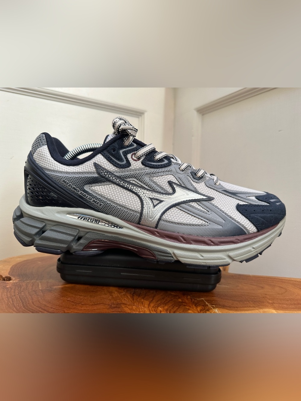 Mizuno Men's Athletic Running Shoes - Gray, Navy & Silver - Picture 2 of 9